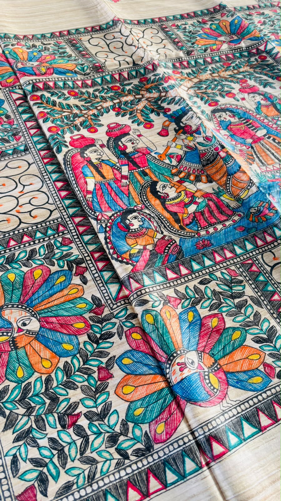 The Folk Canvas Ghicha Tussar Silk Saree