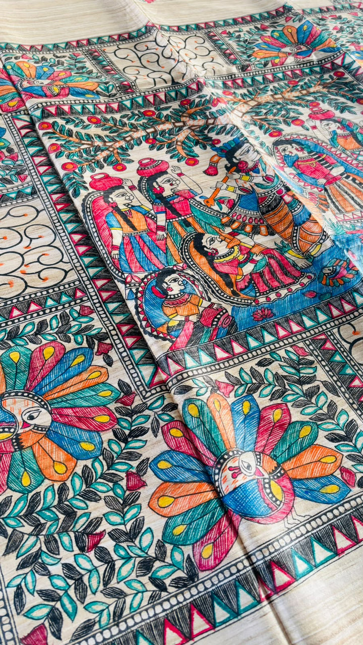 The Folk Canvas Ghicha Tussar Silk Saree