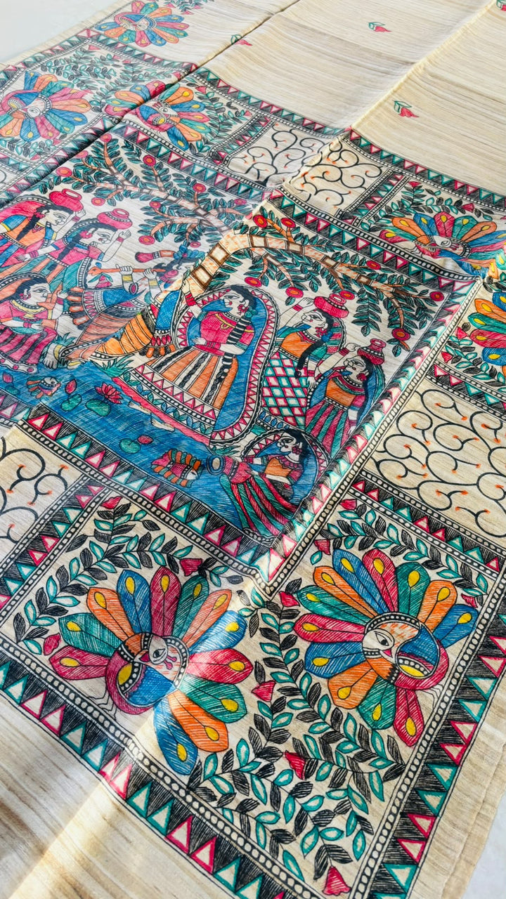 The Folk Canvas Ghicha Tussar Silk Saree