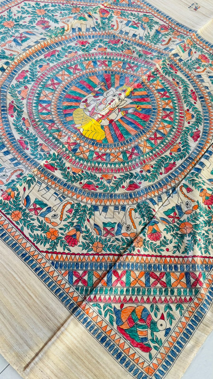 The Folk Canvas Ghicha Tussar Silk Saree