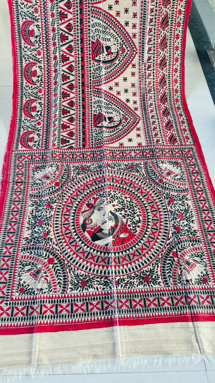 Mithila Parampara Pure Ghicha Tussar Silk Saree