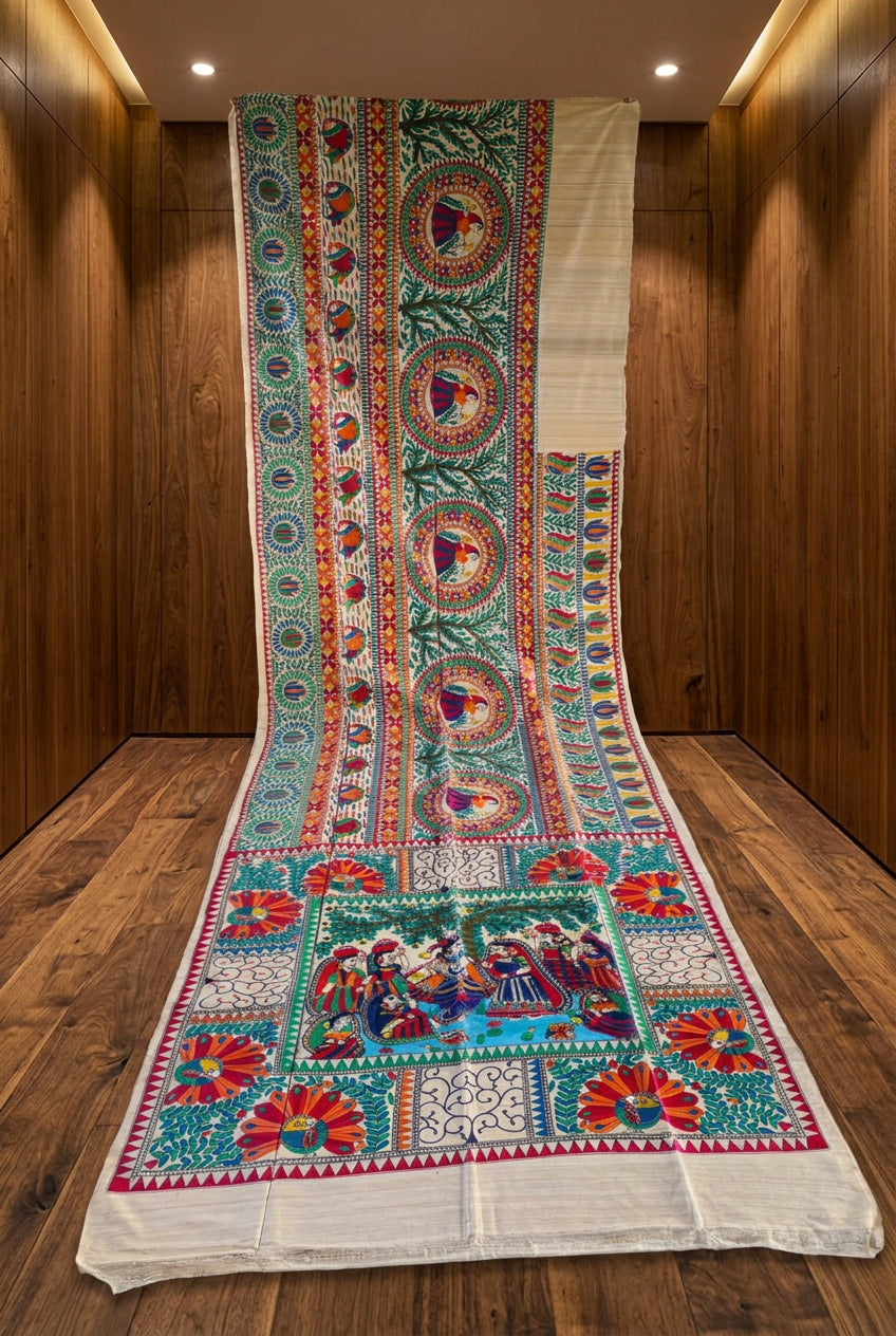 Mithila Parampara Pure Ghicha Tussar Silk Saree