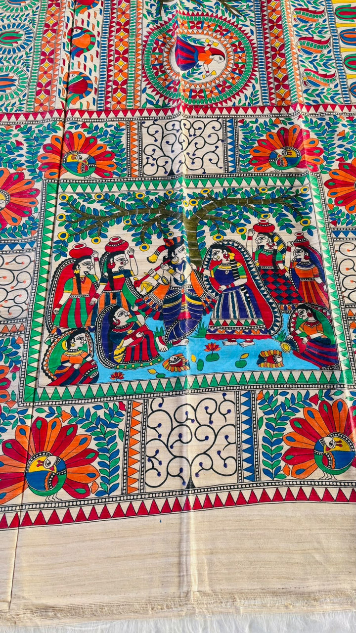 Mithila Parampara Pure Ghicha Tussar Silk Saree