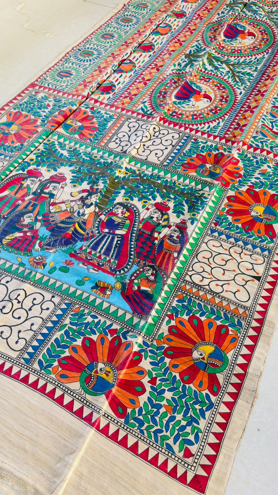 Mithila Parampara Pure Ghicha Tussar Silk Saree