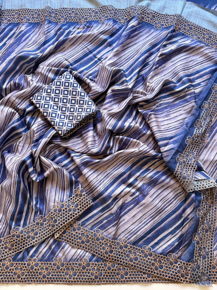 Silken Bloom Tussar Silk Saree( Semi )