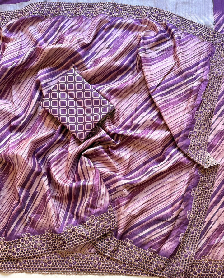 Silken Bloom Tussar Silk Saree( Semi )