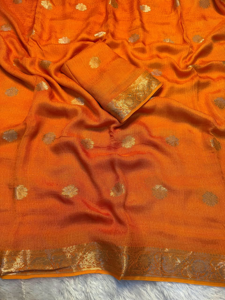 Verdant Bloom Viscose Crepe Silk Saree