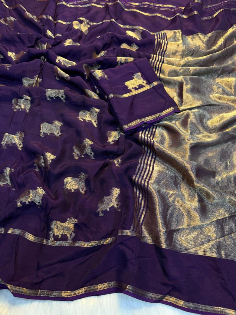 Verdant Bloom Viscose Crepe Silk Saree