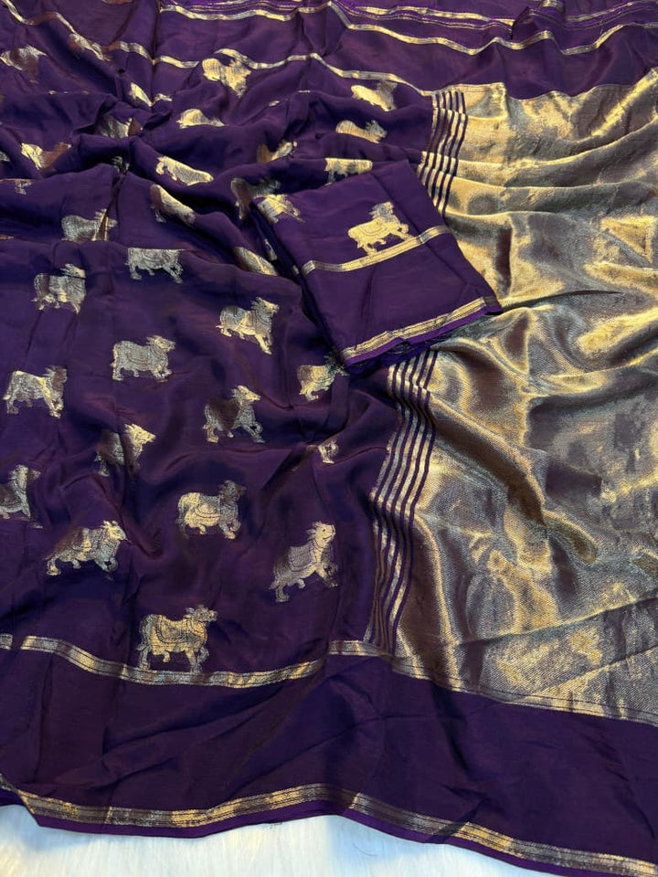 Verdant Bloom Viscose Crepe Silk Saree