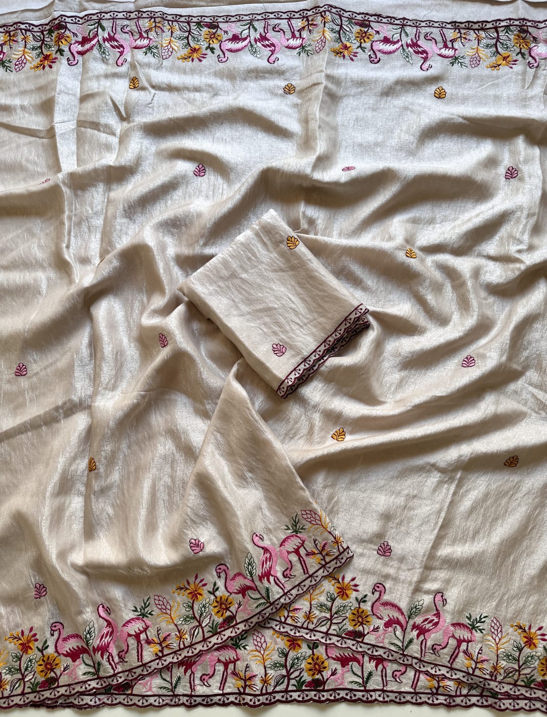 Symphony of Feathers Satin Silk Saree