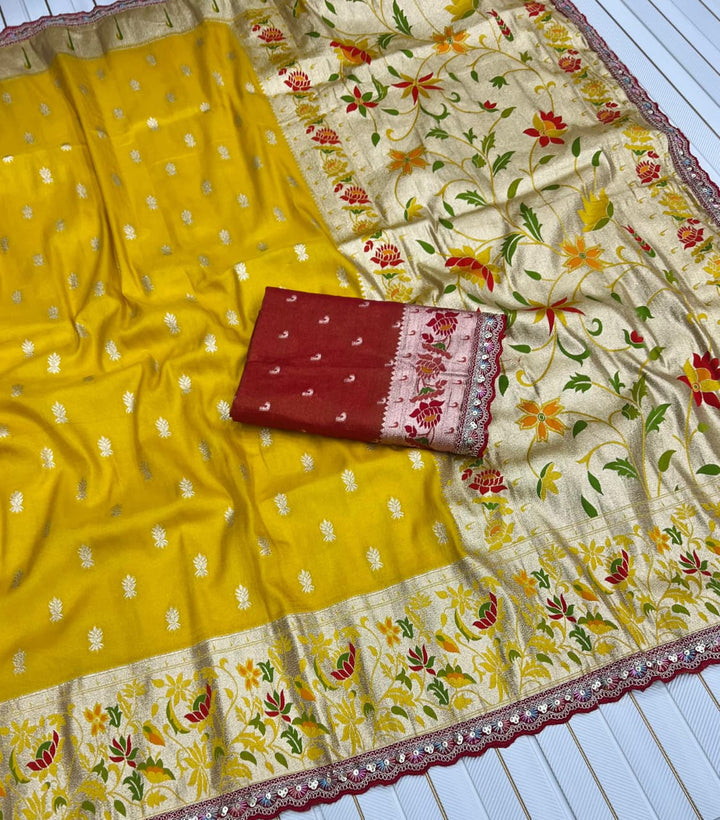 Caught Your Eye Tissu Paithani Silk Banarasi Saree