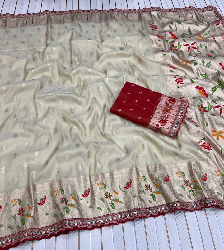 Caught Your Eye Tissu Paithani Silk Banarasi Saree