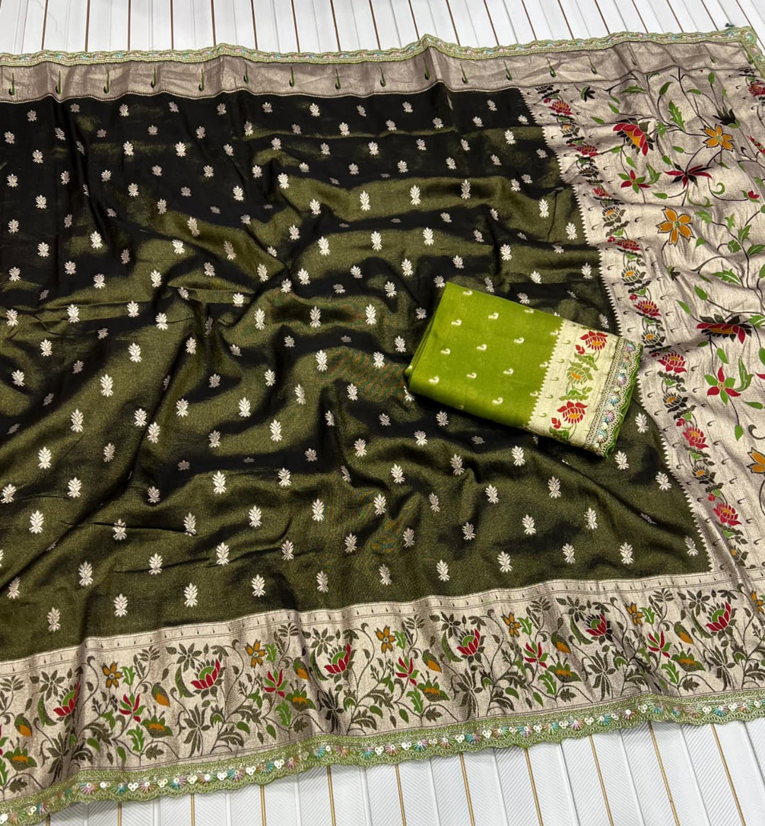 Caught Your Eye Tissu Paithani Silk Banarasi Saree