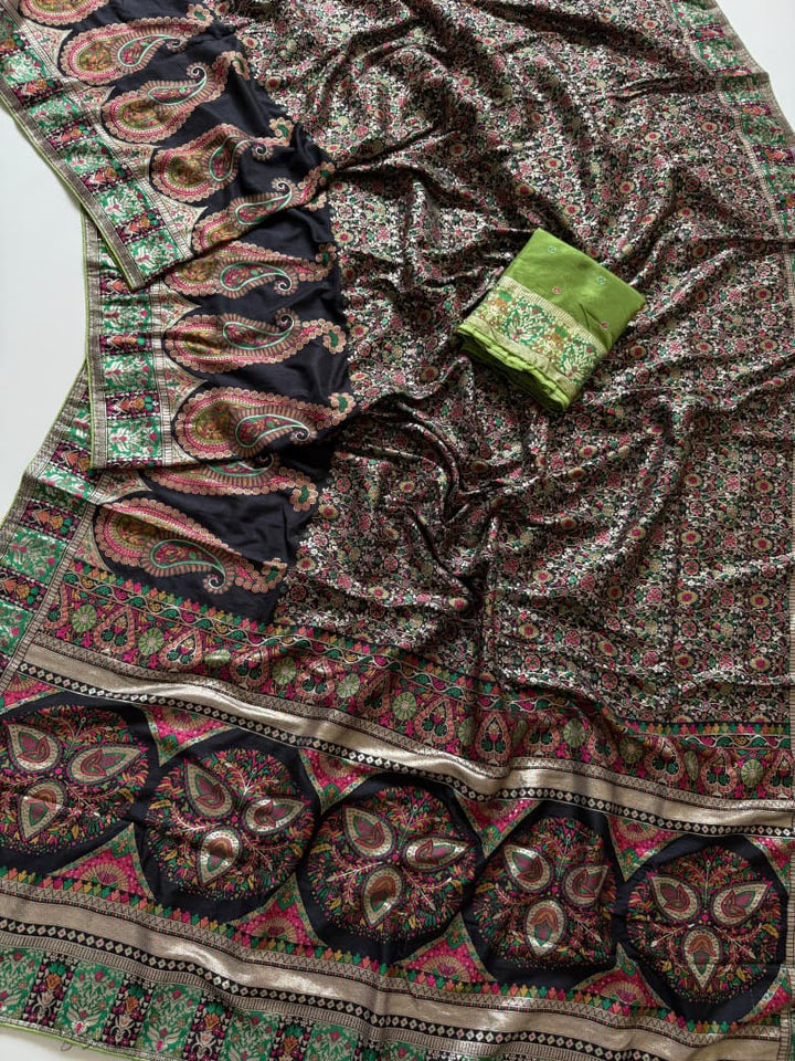 Say Less Pashmina Silk Saree with Kashmiri Work