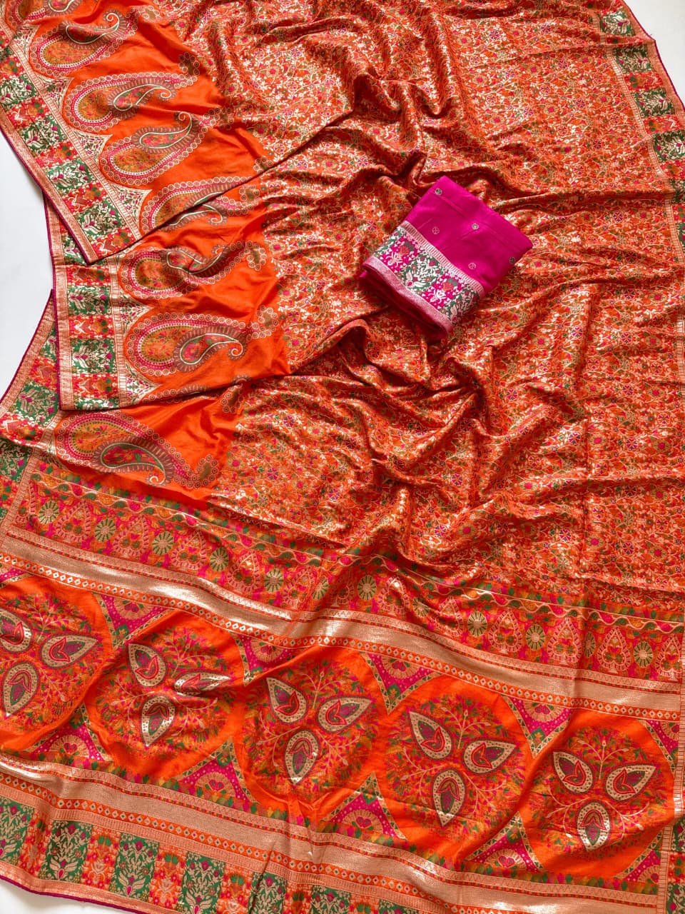 Say Less Pashmina Silk Saree with Kashmiri Work