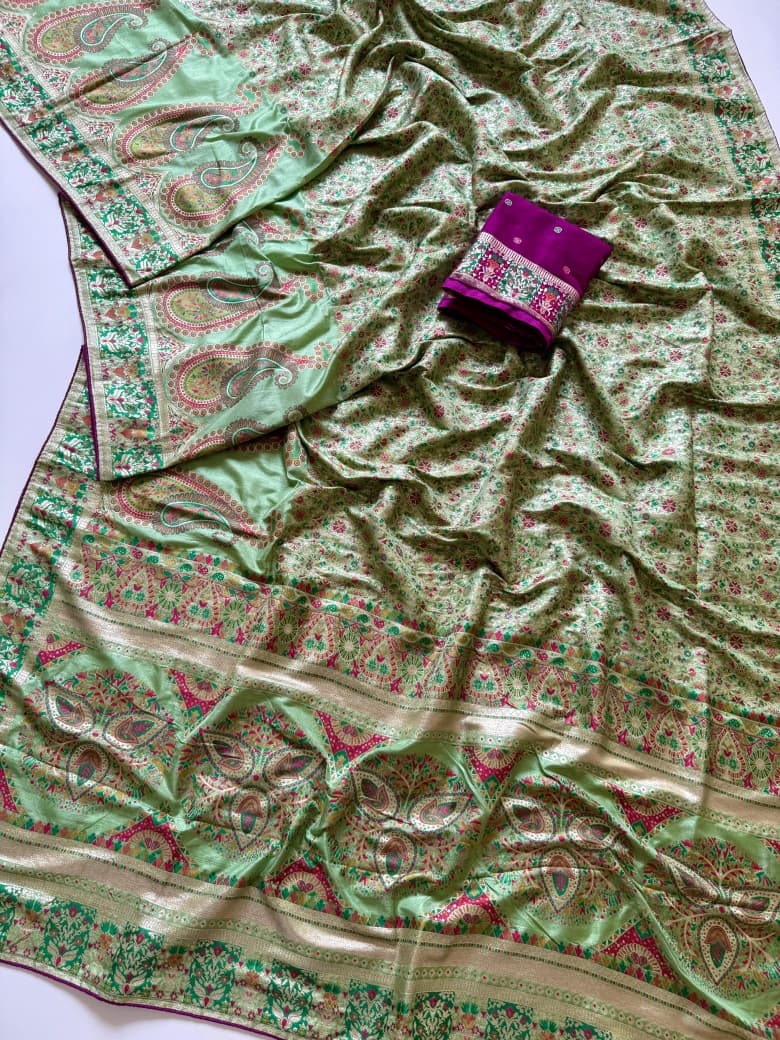 Say Less Pashmina Silk Saree with Kashmiri Work