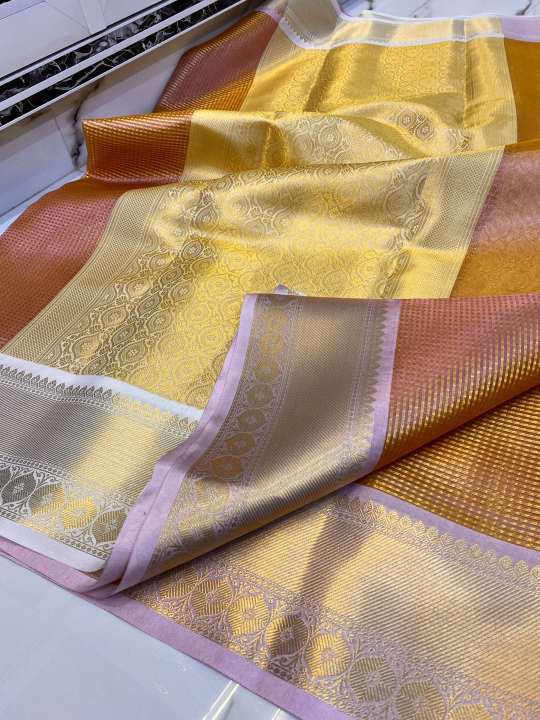 Flickering flame Banarasi Tissue Silk Saree