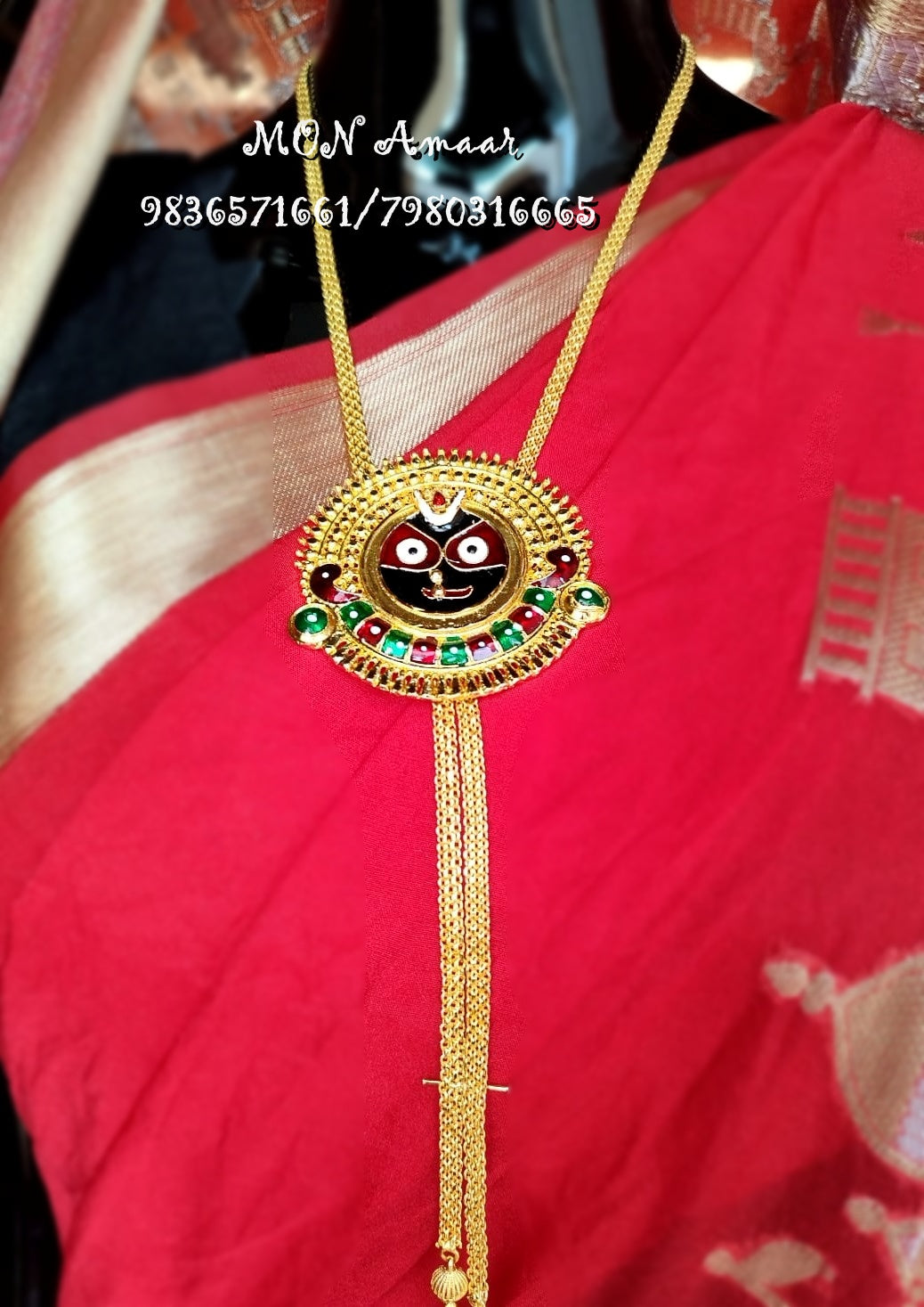 Rath Special Gold Plated Prabhu Jagannath Tie Chain Set