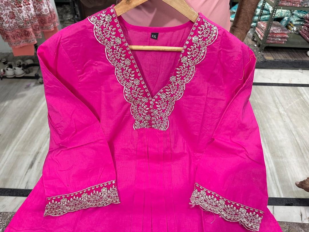 Pink Mimosa Cotton Kurti Set