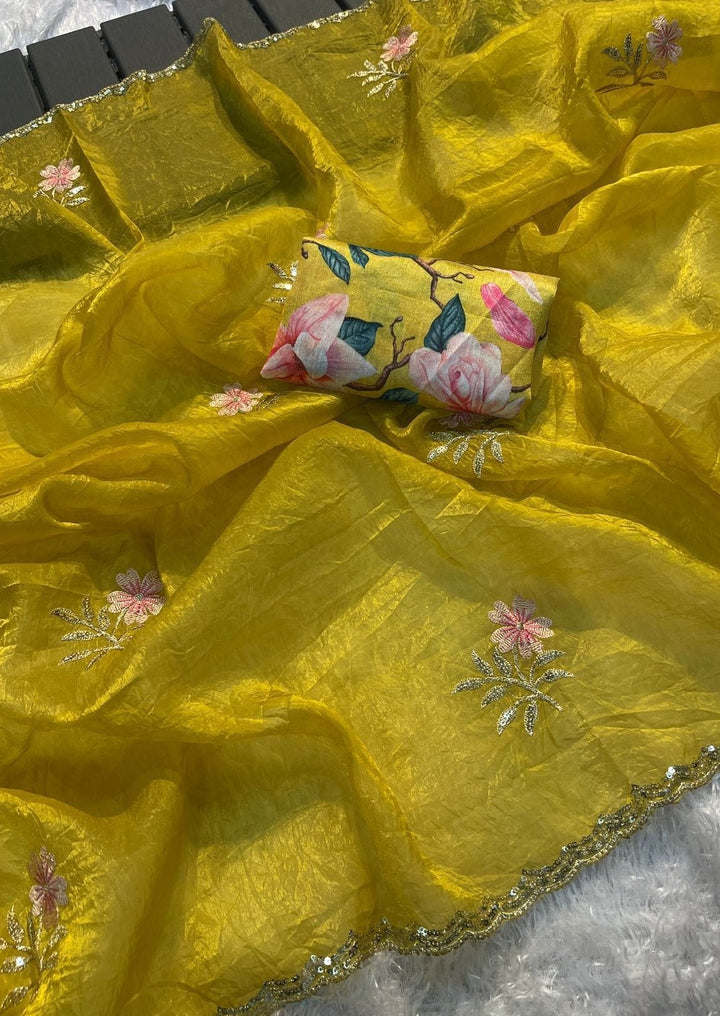 A World Of Wonder Gold Crush Tissue Saree