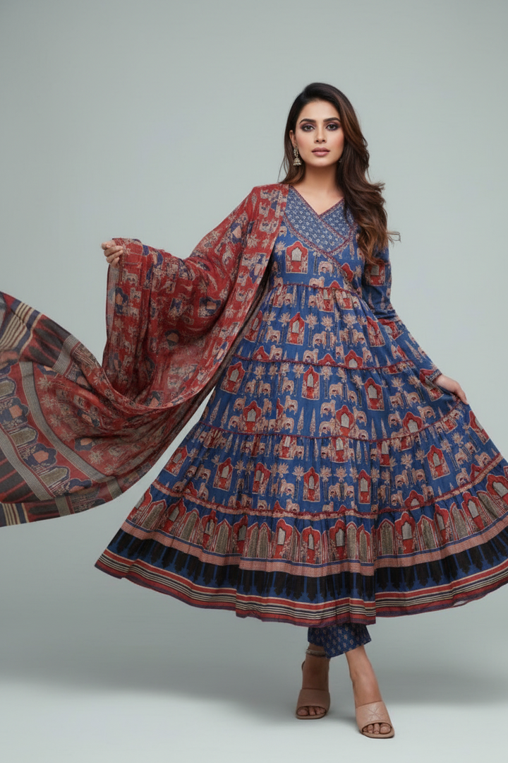 Night With Stars Cotton Kurti Set