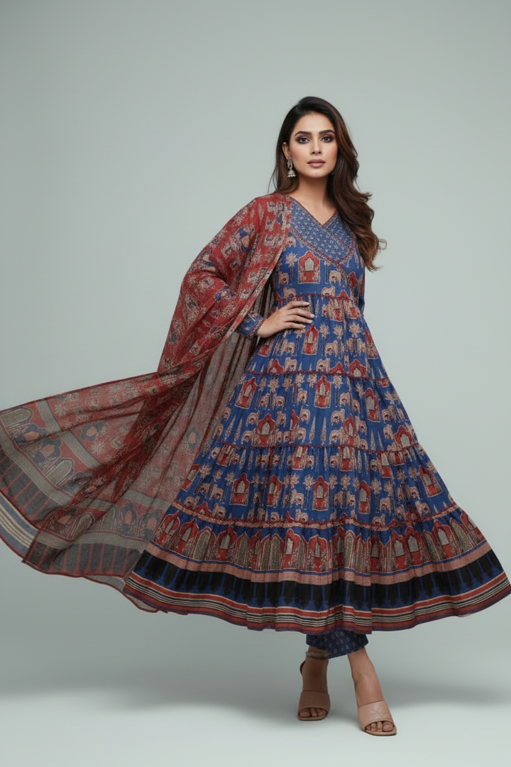 Night With Stars Cotton Kurti Set