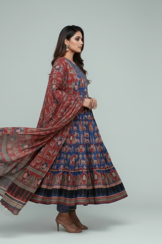 Night With Stars Cotton Kurti Set