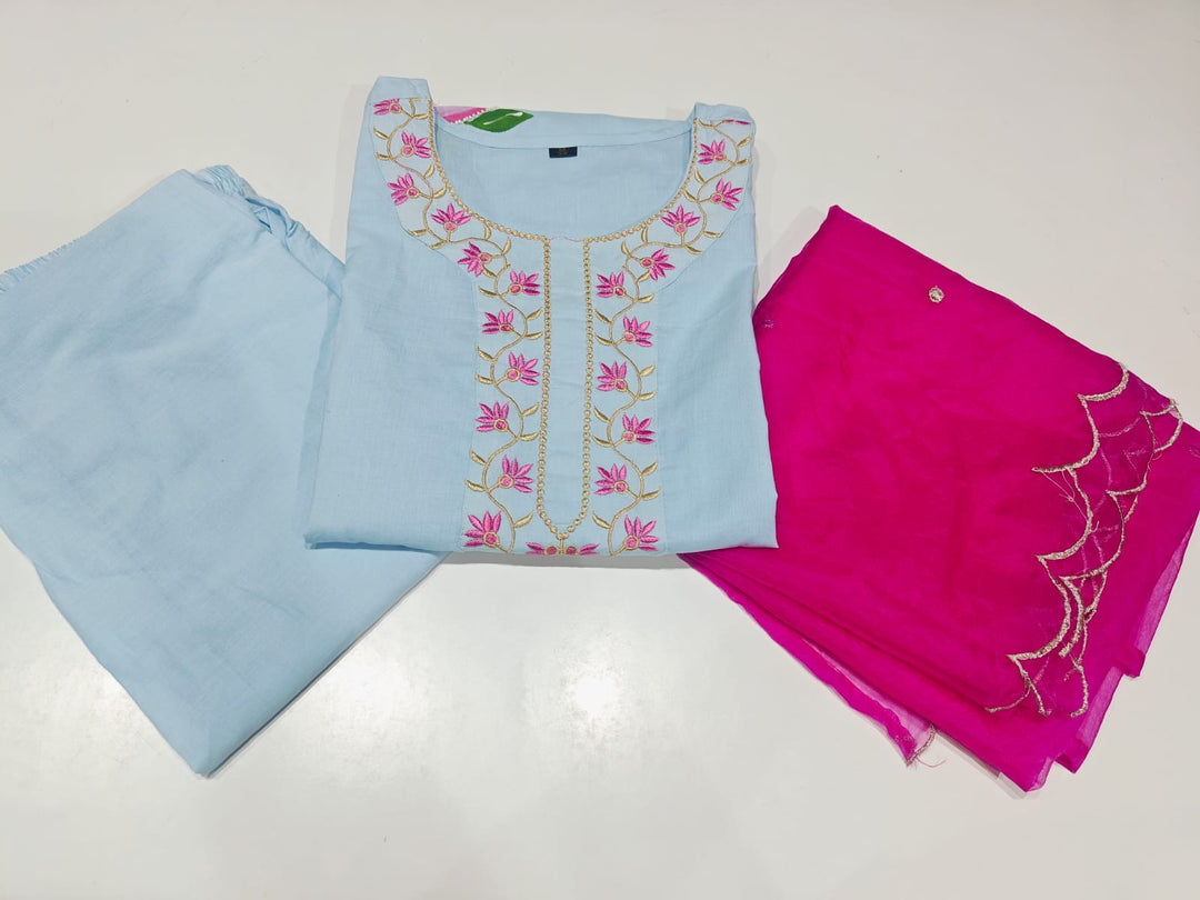 Pink Sky - Cotton Kurti Set