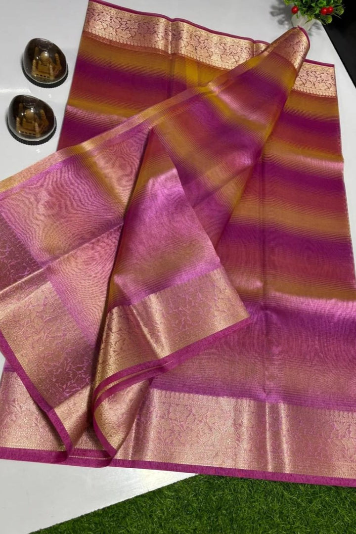 In Search Of You- A Multi Color Trendy Banarasi Tissue Saree