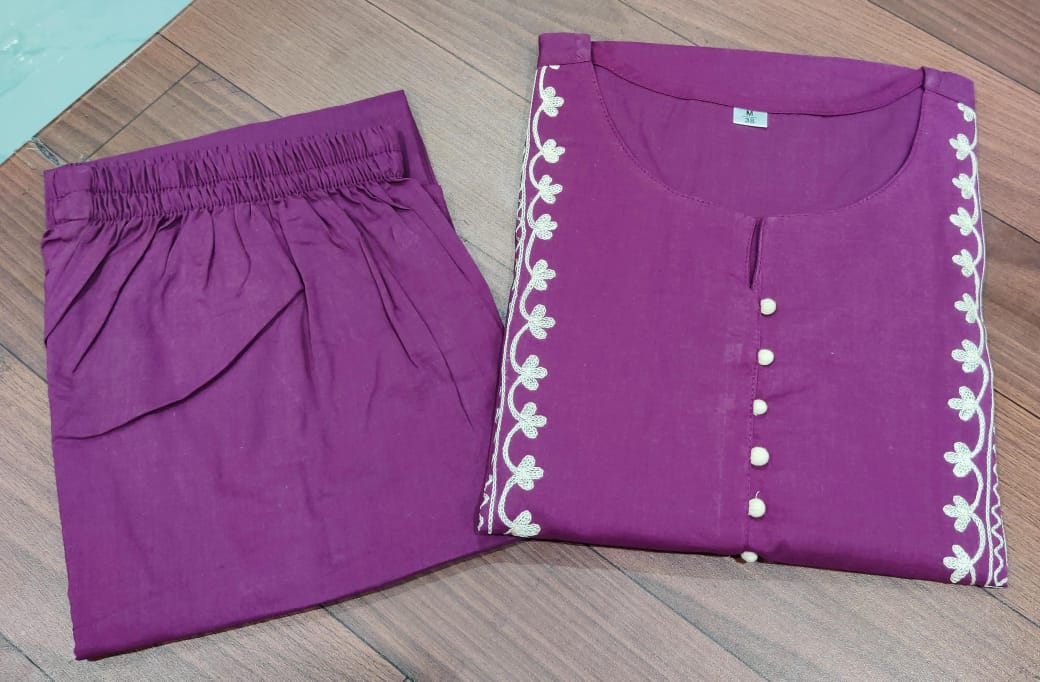 Wine Shell Cotton Coord Set