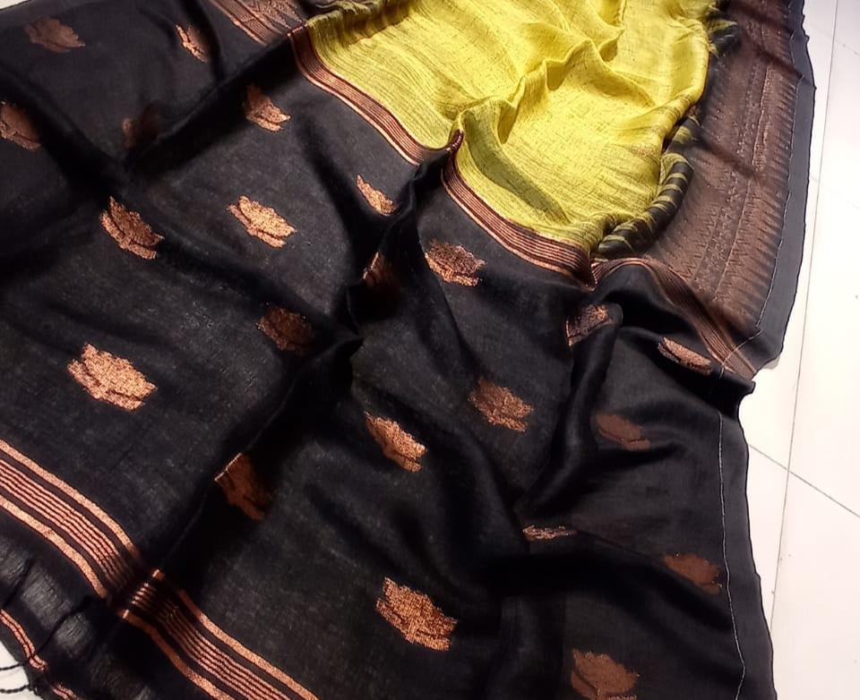 Sugandha Ikkat Linen Jamdani Saree