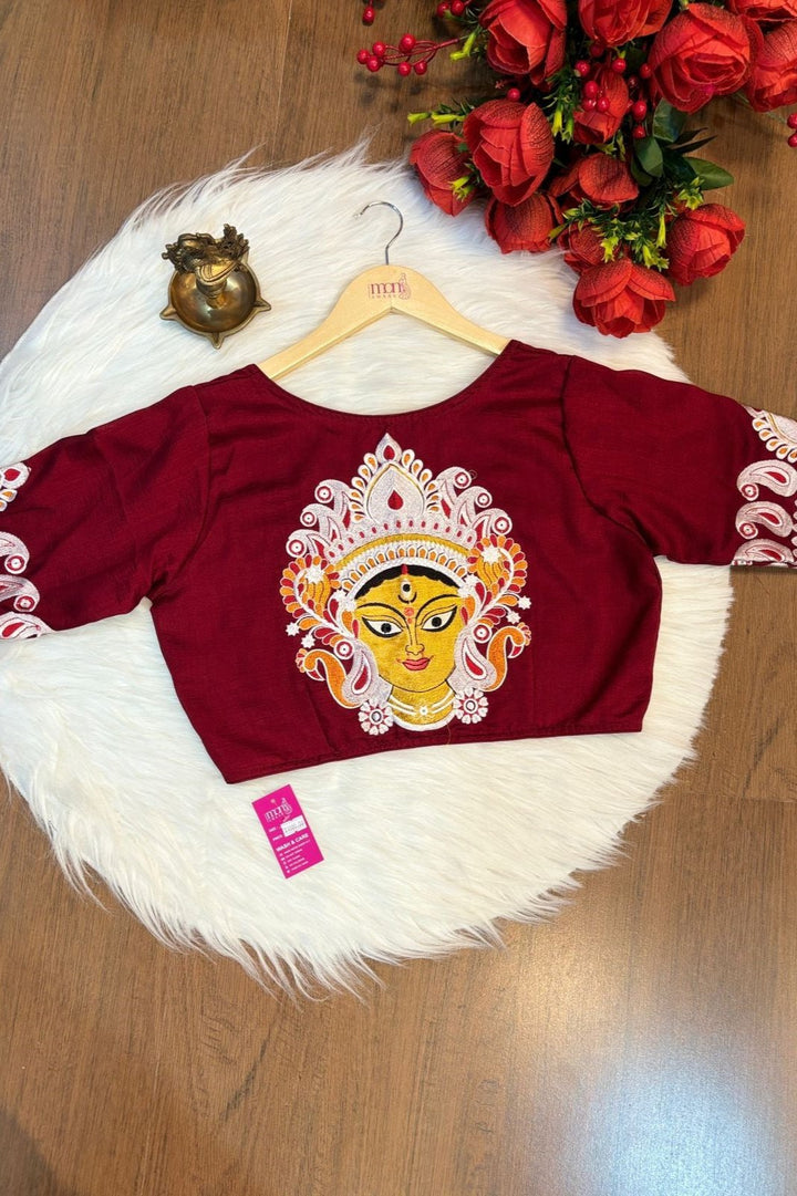 Agomoni - Traditional Designer Blouse(Maroon)