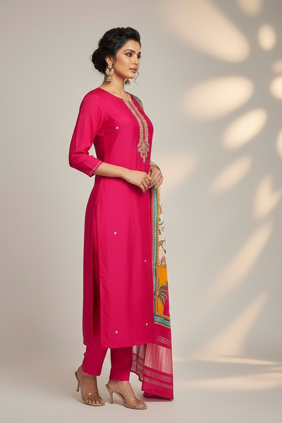 Willing Wave Fancy Silk Kurti Set