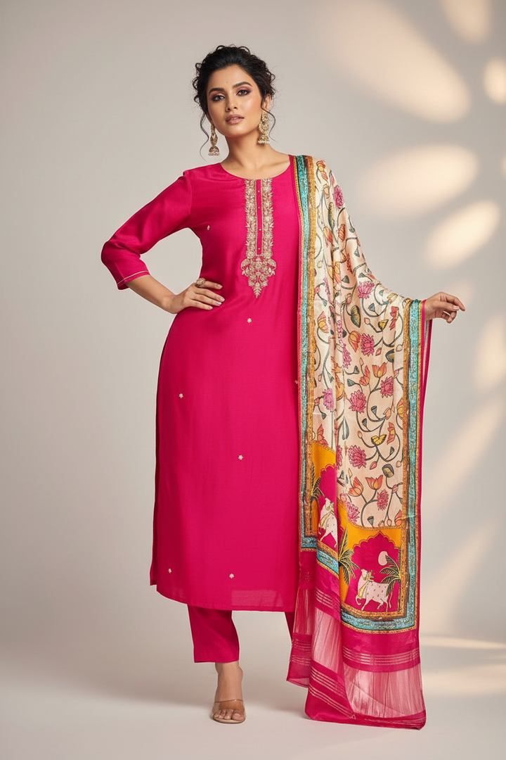 Willing Wave Fancy Silk Kurti Set