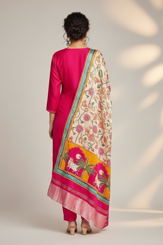 Willing Wave Fancy Silk Kurti Set