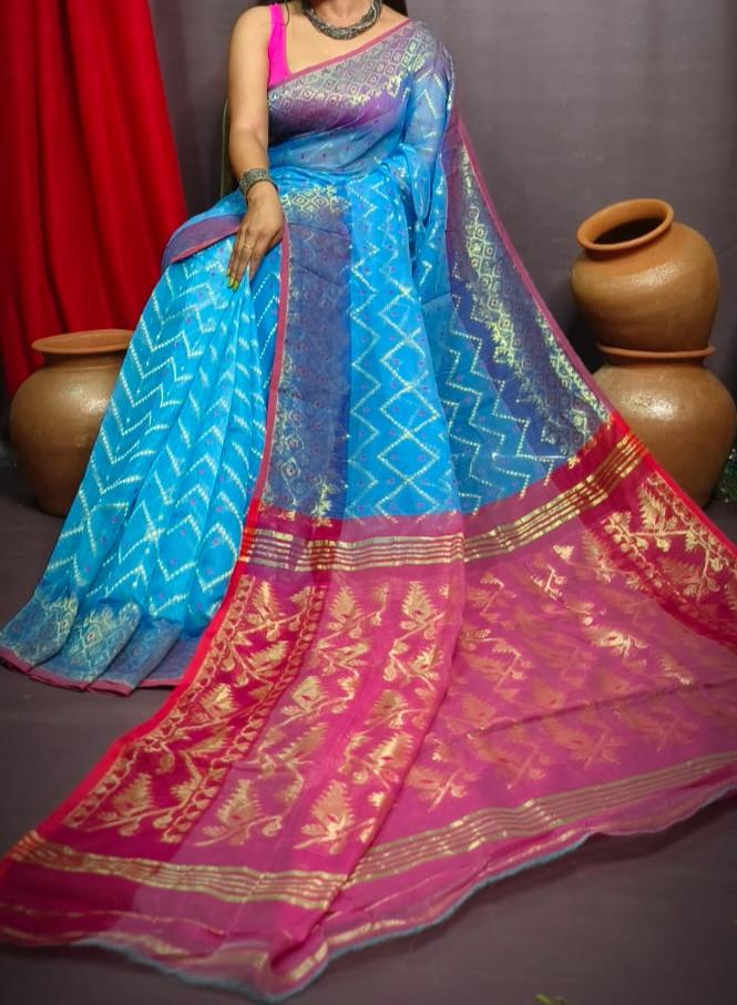 Yuvisha Bengal Jori Dhakai Jamdani Saree