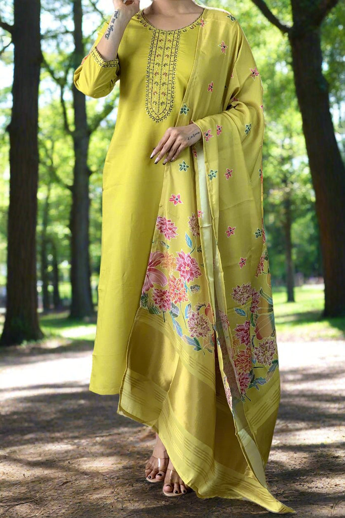 Daytime Moon Silk Kurti Set