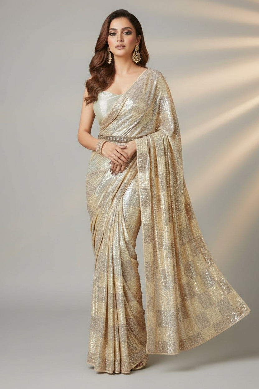 Glam Tour Georgette Silk Saree
