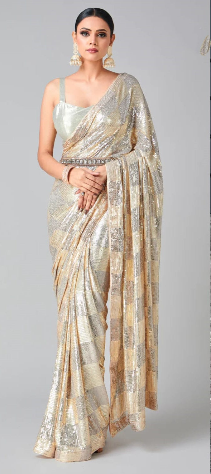 Glam Tour Georgette Silk Saree