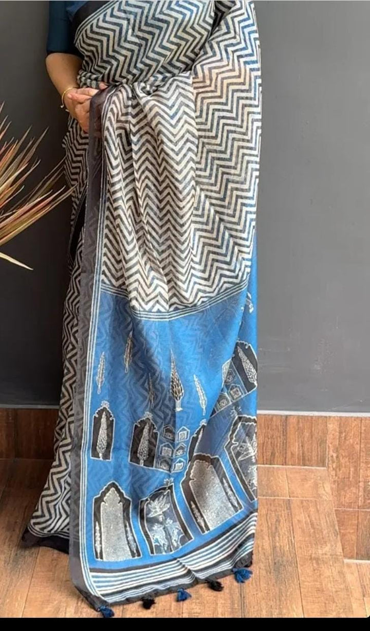 Flying high Linen Silk Saree