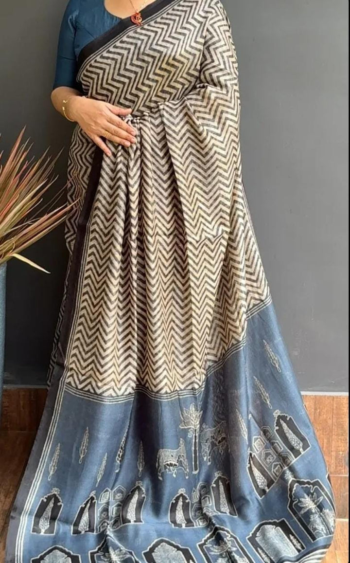 Flying high Linen Silk Saree