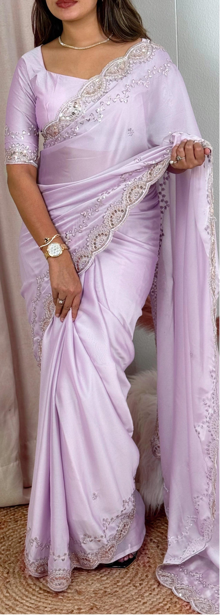 Presence Of Nature Rangoli Lavender Silk Saree