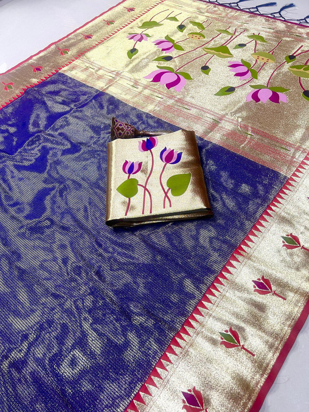 Joy In The Journey Kanjivarum Paithani Blue Silk Saree