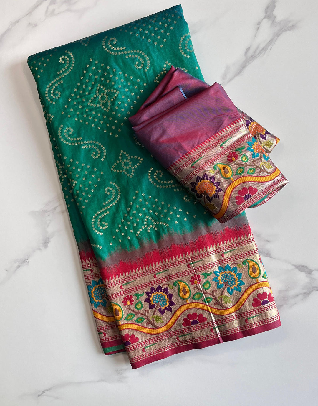 Dance Of Tradition-Paithani Green Saree