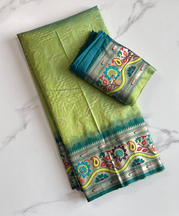 Dance Of Tradition-Paithani Light Green Saree