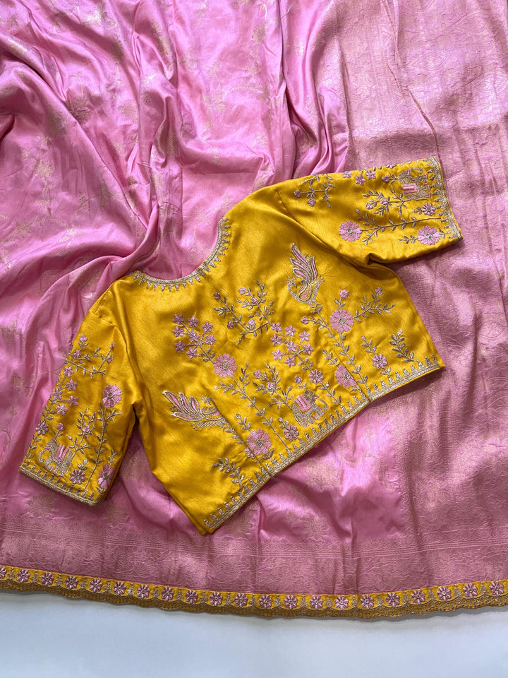 Richness Of Opulent Weaves Banarasi Pattu Pink Saree