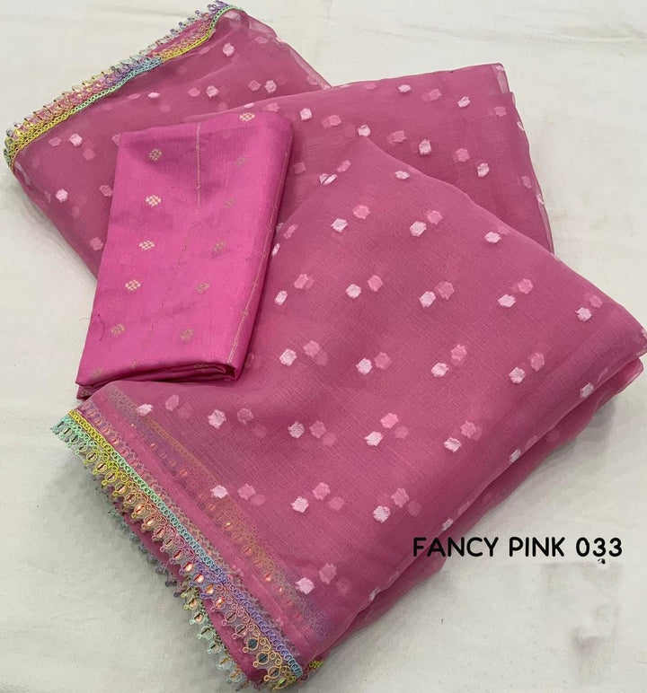 An Ageless Style Organza Pink Saree