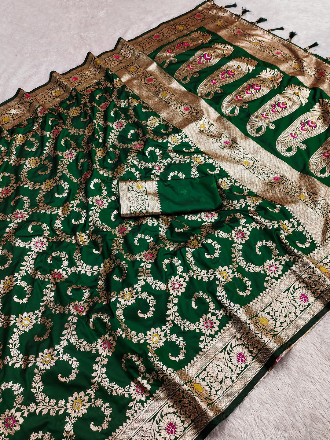 Love Shines Brighter Green Banarasi Silk Saree