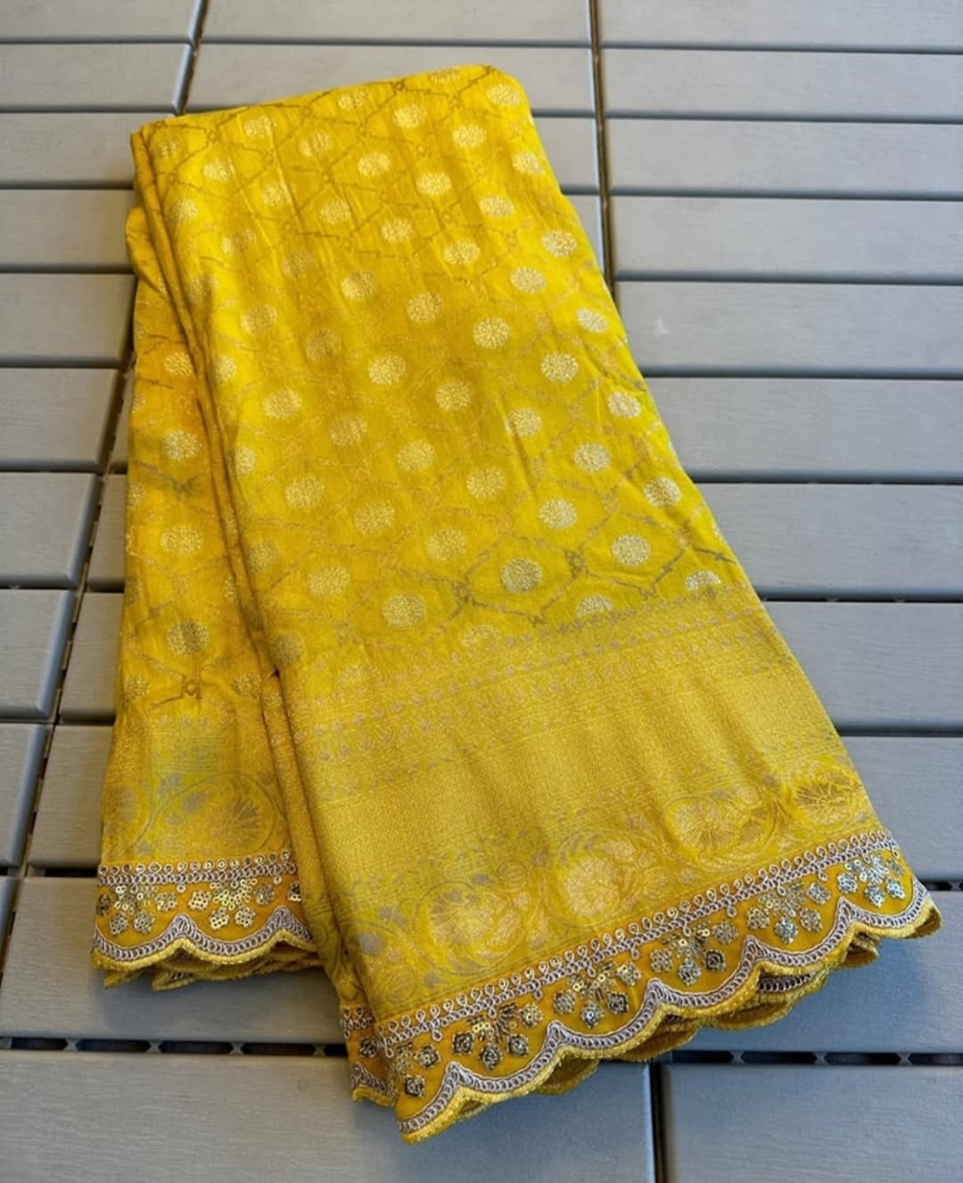 Love Of Lifetime Banarasi Khaddi Crepe Yellow Silk Saree