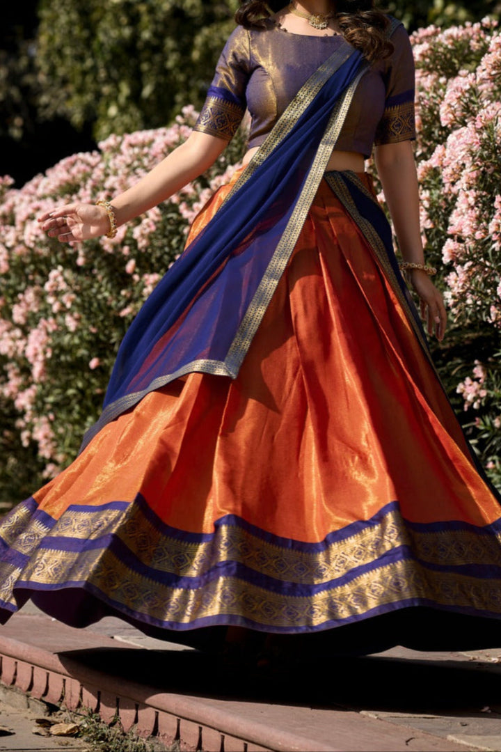 South-style Designer Kanchipuram Silk lehenga